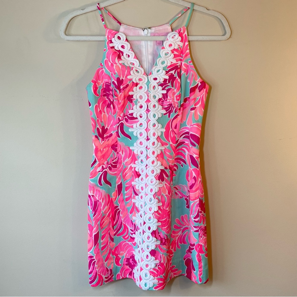 Lilly Pulitzer Poolside Blue Love Bird Lace Dress Size 00